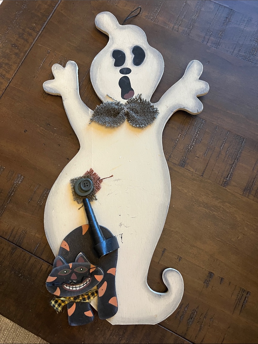 White Decorative Ghost Cat Wall Hanging - Unbranded